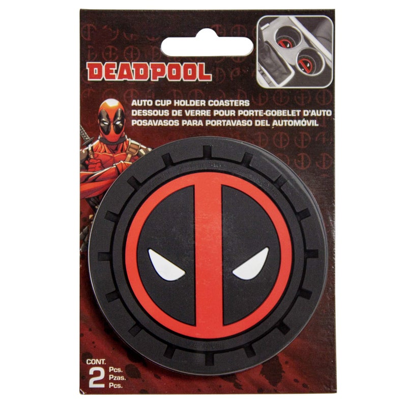 Plasticolor 001965R01 Marvel Comics Deadpool Auto Car Truck SUV Cup Holder Coaster 2-Pack - Image 2